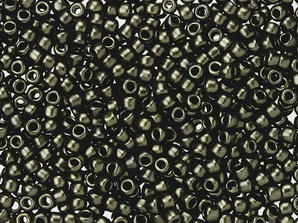 TOHO Glass Seed Bead, Size 8, 3mm, HYBRID Metallic Suede - Dk Green (Tube)