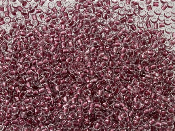 TOHO Glass Seed Bead, Size 11, 2.1mm, Inside-Color Crystal/Blush-Lined (Tube)
