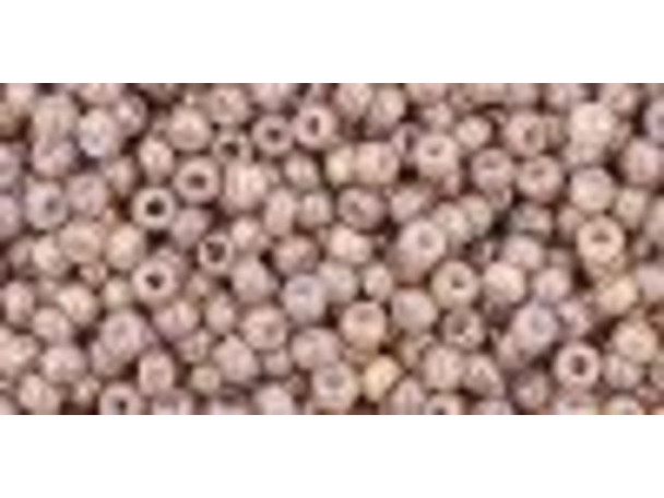 TOHO Glass Seed Bead, Size 11, 2.1mm, Marbled Opaque Pink/Amethyst (Tube)