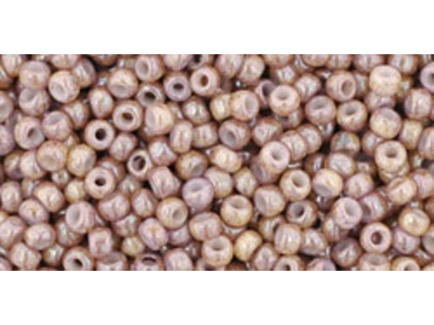 TOHO Glass Seed Bead, Size 11, 2.1mm, Marbled Opaque Pink/Amethyst (Tube)