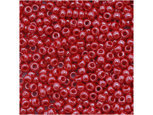 TOHO Glass Seed Bead, Size 11, 2.1mm, Opaque-Lustered Cherry (Tube)