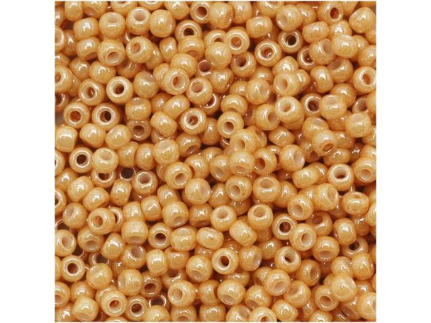 TOHO Glass Seed Bead, Size 11, 2.1mm, Opaque-Lustered Dk Beige (Tube)