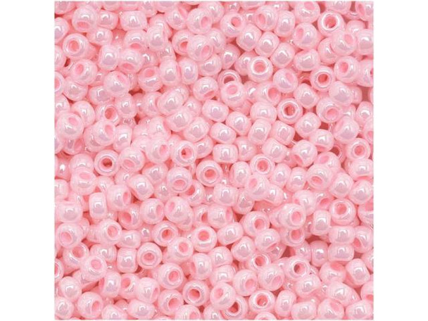 TOHO Glass Seed Bead, Size 11, 2.1mm, Opaque-Lustered Baby Pink (Tube)