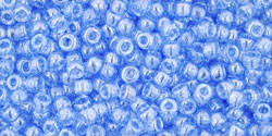 TOHO Glass Seed Bead, Size 11, 2.1mm, Transparent-Lustered Lt Sapphire (tube)