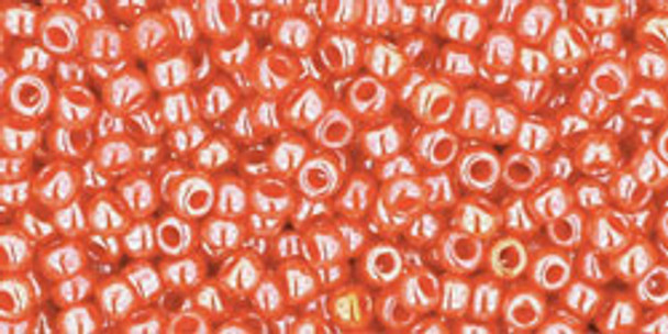 TOHO Glass Seed Bead, Size 11, 2.1mm, Opaque-Lustered Pumpkin (tube)