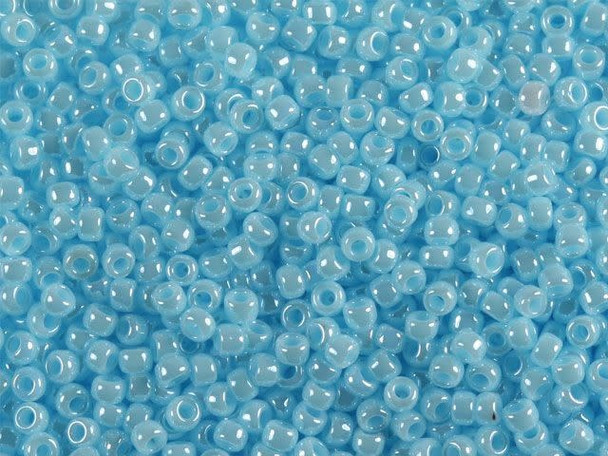TOHO Glass Seed Bead, Size 11, 2.1mm, Opaque-Lustered Pale Blue (Tube)