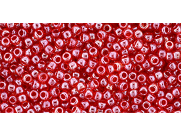 TOHO Glass Seed Bead, Size 11, 2.1mm, Luster Crystal/Tropical Sunset-Lined (Tube)