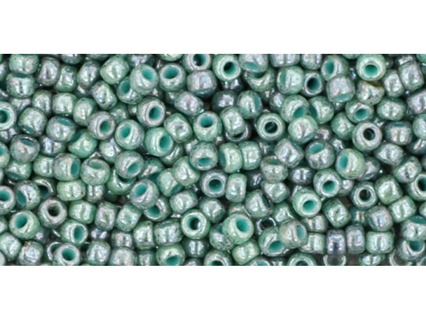 TOHO Glass Seed Bead, Size 11, 2.1mm, Marbled Opaque Turquoise/Blue (Tube)