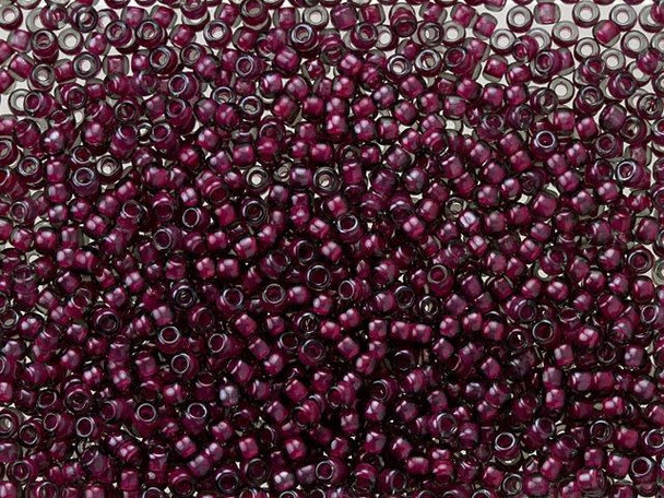 TOHO Glass Seed Bead, Size 11, 2.1mm, Inside-Color Crystal/Berry Wine-Lined (Tube)