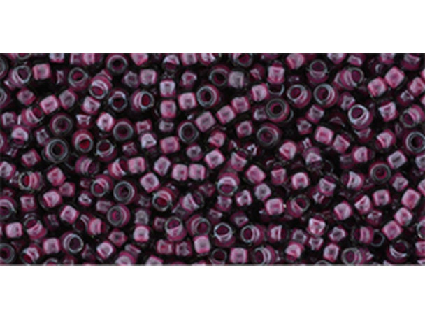 TOHO Glass Seed Bead, Size 11, 2.1mm, Inside-Color Crystal/Berry Wine-Lined (Tube)