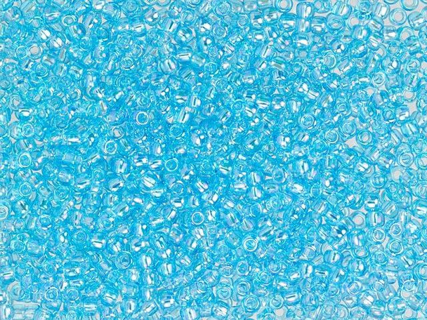 TOHO Glass Seed Bead, Size 11, 2.1mm, Transparent-Rainbow Aquamarine (Tube)