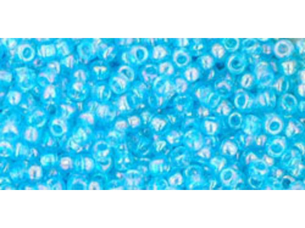 TOHO Glass Seed Bead, Size 11, 2.1mm, Transparent-Rainbow Aquamarine (Tube)