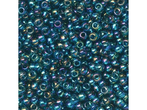 TOHO Glass Seed Bead, Size 11, 2.1mm, Transparent-Rainbow Teal (Tube)