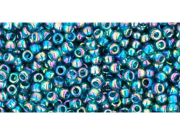 TOHO Glass Seed Bead, Size 11, 2.1mm, Transparent-Rainbow Teal (Tube)