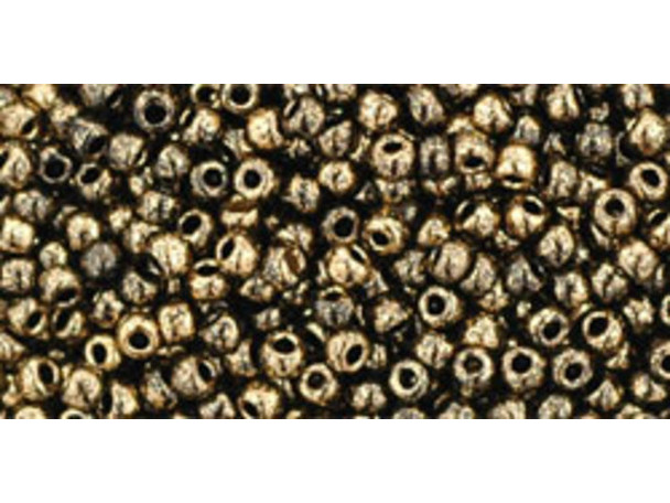 TOHO Glass Seed Bead, Size 11, 2.1mm, Gilded Marble Black (Tube)