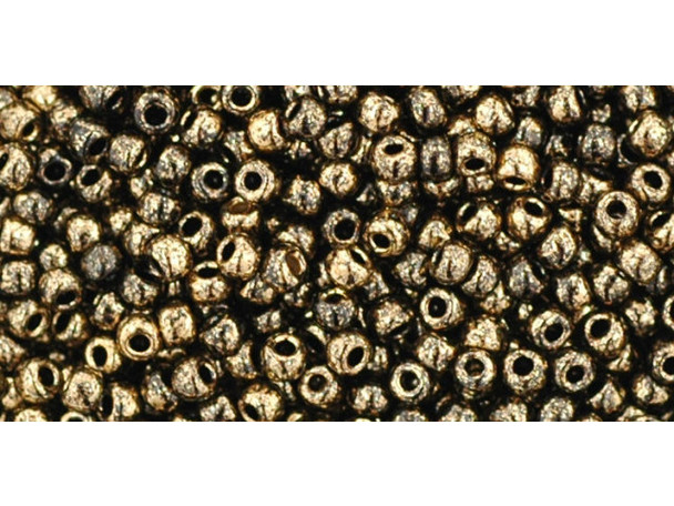 TOHO Glass Seed Bead, Size 11, 2.1mm, Gilded Marble Black (Tube)
