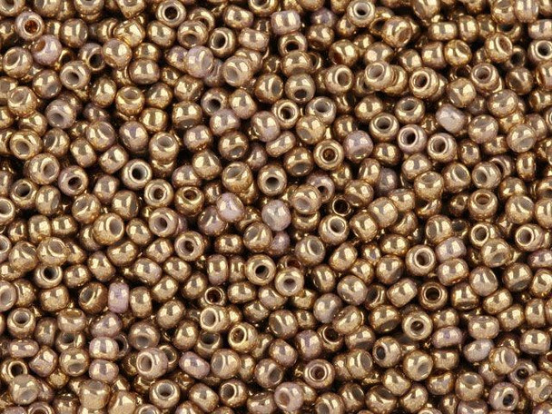 TOHO Glass Seed Bead, Size 11, 2.1mm, Gilded Marble White (Tube)