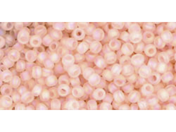 TOHO Glass Seed Bead, Size 11, 2.1mm, Transparent-Rainbow Frosted Rosaline (Tube)