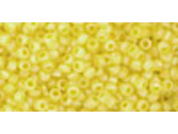 TOHO Glass Seed Bead, Size 11, 2.1mm, Transparent-Rainbow Frosted Lemon (Tube)
