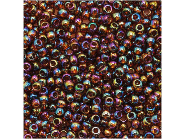 TOHO Glass Seed Bead, Size 11, 2.1mm, Transparent-Rainbow Smoky Topaz (Tube)