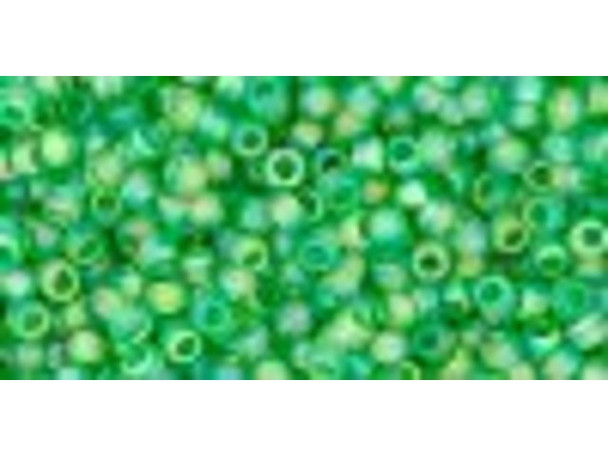 TOHO Glass Seed Bead, Size 11, 2.1mm, Transparent-Rainbow Frosted Peridot (Tube)