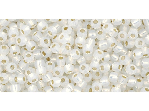TOHO Glass Seed Bead, Size 11, 2.1mm, Silver-Lined Milky White (Tube)