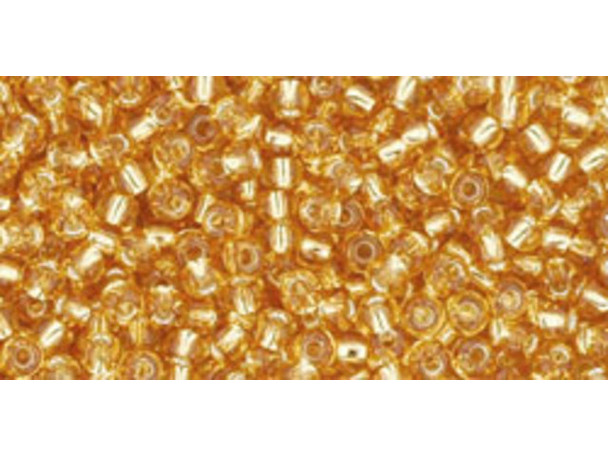 TOHO Glass Seed Bead, Size 11, 2.1mm, Silver-Lined Med Topaz (Tube)