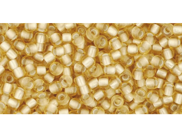 TOHO Glass Seed Bead, Size 11, 2.1mm, Silver-Lined Frosted Lt Topaz (Tube)