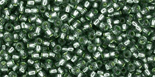 TOHO Glass Seed Bead, Size 11, 2.1mm, Silver-Lined Prairie Green (tube)