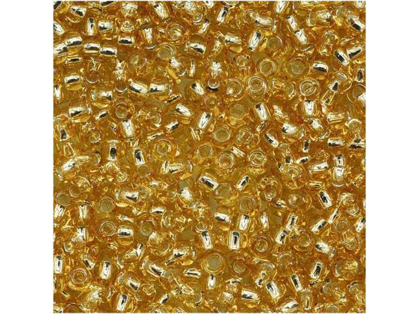 TOHO Glass Seed Bead, Size 11, 2.1mm, Silver-Lined Lt Topaz (Tube)