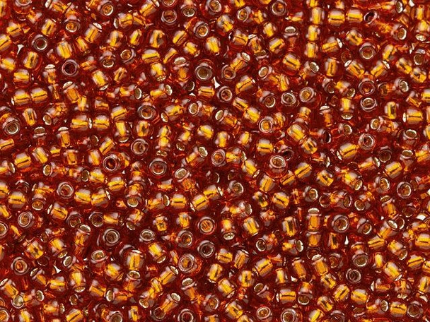 TOHO Glass Seed Bead, Size 11, 2.1mm, Silver-Lined Burnt Orange (Tube)