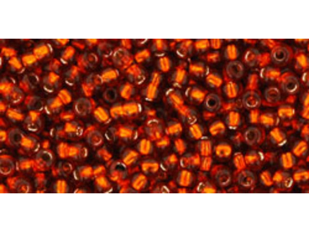 TOHO Glass Seed Bead, Size 11, 2.1mm, Silver-Lined Burnt Orange (Tube)