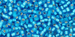 TOHO Glass Seed Bead, Size 11, 2.1mm, Silver-Lined Frosted Dk Aqua (tube)