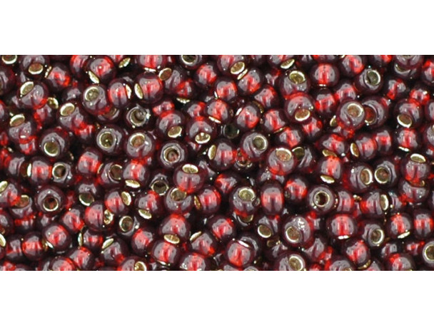 TOHO Glass Seed Bead, Size 11, 2.1mm, Silver-Lined Garnet (Tube)