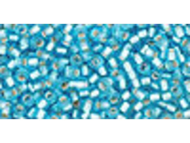 TOHO Glass Seed Bead, Size 11, 2.1mm, Silver-Lined Frosted Aquamarine (Tube)