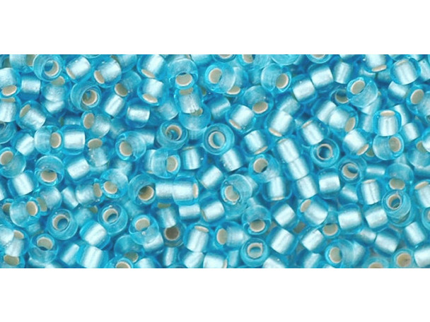 TOHO Glass Seed Bead, Size 11, 2.1mm, Silver-Lined Frosted Aquamarine (Tube)