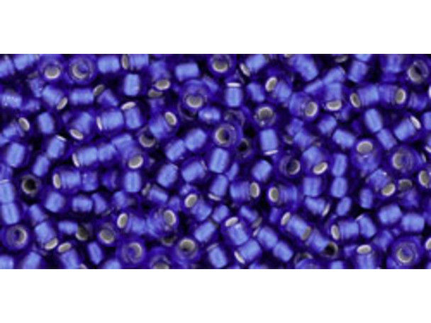 TOHO Glass Seed Bead, Size 11, 2.1mm, Silver-Lined Frosted Dk Sapphire (Tube)
