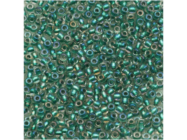 TOHO Glass Seed Bead, Size 11, 2.1mm, Inside-Color Rainbow Crystal/Teal-Lined (Tube)