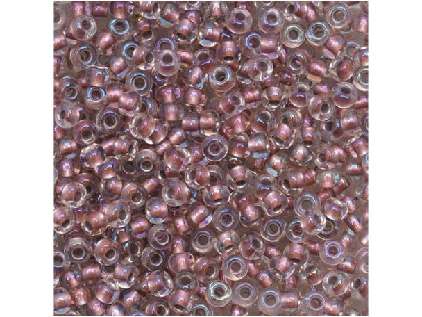 TOHO Glass Seed Bead, Size 11, 2.1mm, Inside-Color Crystal/Rose Gold-Lined (Tube)