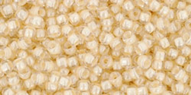 TOHO Glass Seed Bead, Size 11, 2.1mm, Inside-Color Crystal/Lt Jonquil-Lined (tube)