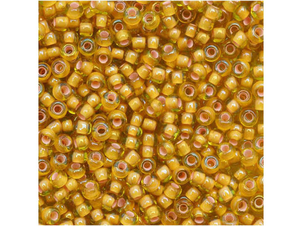 TOHO Glass Seed Bead, Size 11, 2.1mm, Inside-Color Jonquil/Apricot-Lined (Tube)