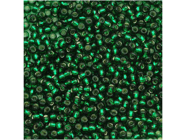 TOHO Glass Seed Bead, Size 11, 2.1mm, Silver-Lined Green Emerald (Tube)