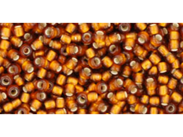 TOHO Glass Seed Bead, Size 11, 2.1mm, Silver-Lined Frosted Smoky Topaz (Tube)