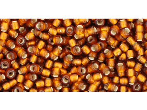 TOHO Glass Seed Bead, Size 11, 2.1mm, Silver-Lined Frosted Smoky Topaz (Tube)