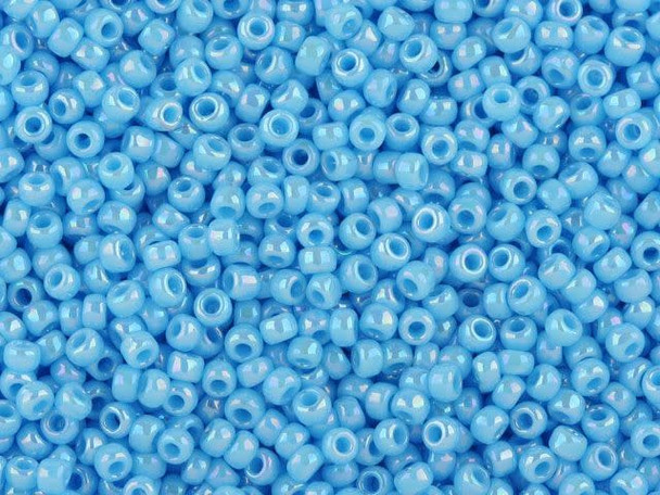 TOHO Glass Seed Bead, Size 11, 2.1mm, Opaque-Rainbow Blue Turquoise (Tube)