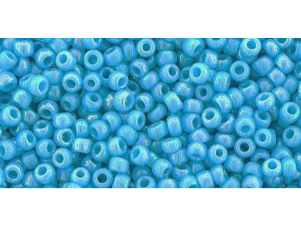 TOHO Glass Seed Bead, Size 11, 2.1mm, Opaque-Rainbow Blue Turquoise (Tube)
