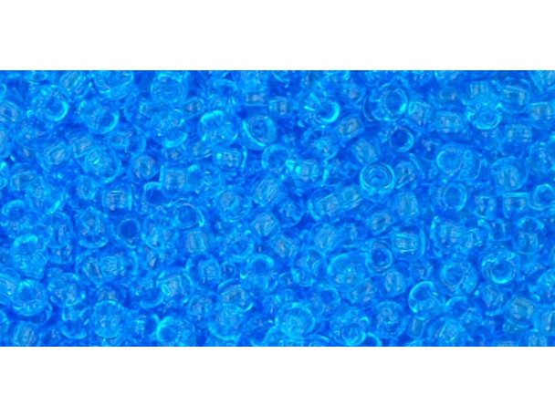 TOHO Glass Seed Bead, Size 11, 2.1mm, Transparent Dk Aquamarine (Tube)