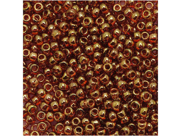 TOHO Glass Seed Bead, Size 11, 2.1mm, Gold-Lustered Transparent Pink (Tube)