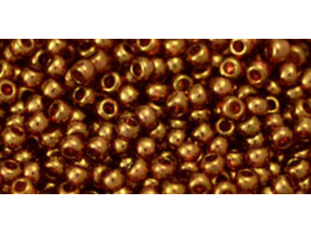 TOHO Glass Seed Bead, Size 11, 2.1mm, Gold-Lustered Transparent Pink (Tube)