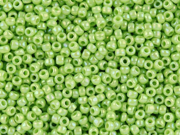 TOHO Glass Seed Bead, Size 11, 2.1mm, Opaque-Rainbow Sour Apple (Tube)